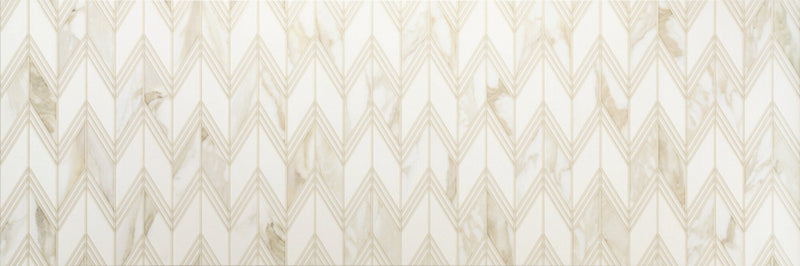 Faianță Decorativă Adaggio Gold 40x120 cm - Ornament Marmură Ivory Lucios