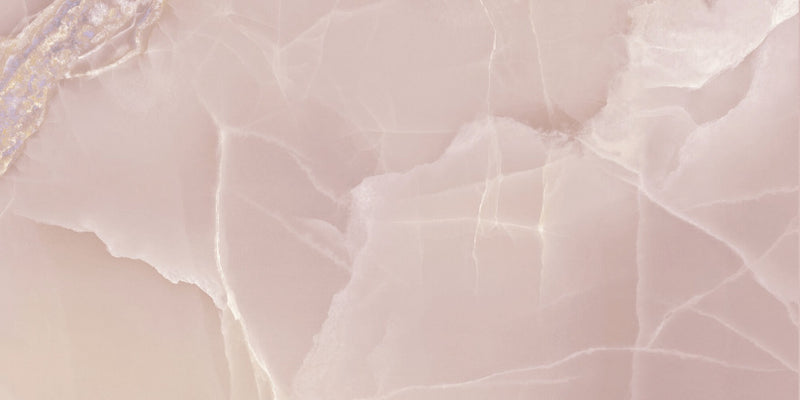 Gresie porțelanată Onyx Rose 60 × 120 cm, lucios, aspect marmură – Baldocer