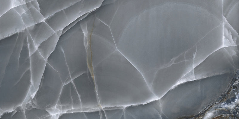Gresie porțelanată Onyx Blue Pulido 60 × 120 cm, lucios, aspect marmură – Baldocer