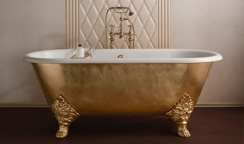 Cadă de baie din fontă Carlton decorată auriu 178x80 cm - Gentry Home Italy