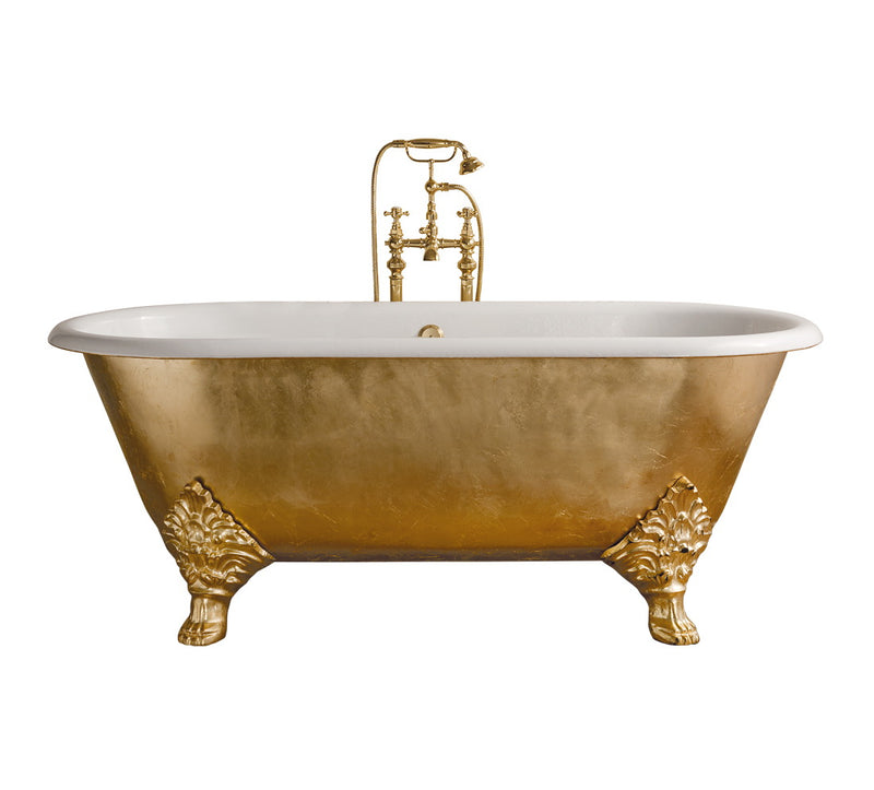 Cadă de baie din fontă Carlton decorată auriu 178x80 cm - Gentry Home Italy