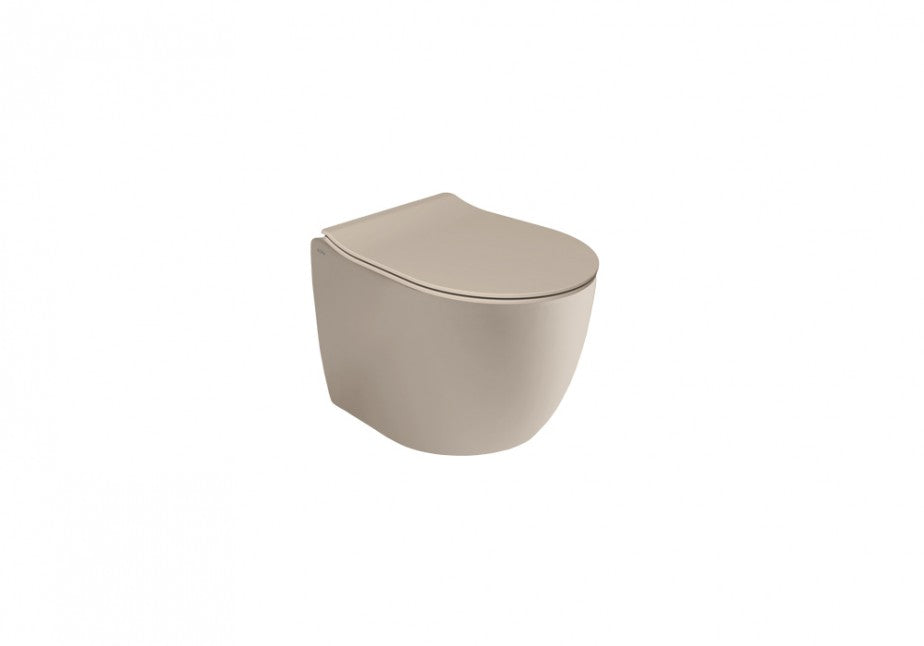 Cover vas wc suspendat beige Plus+ton rimless Italia cu capac soft close