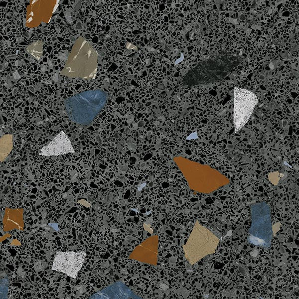 Gresie și faianță porțelanată Terrazzo Straciatella Grafito 60 × 60 cm – Arcana