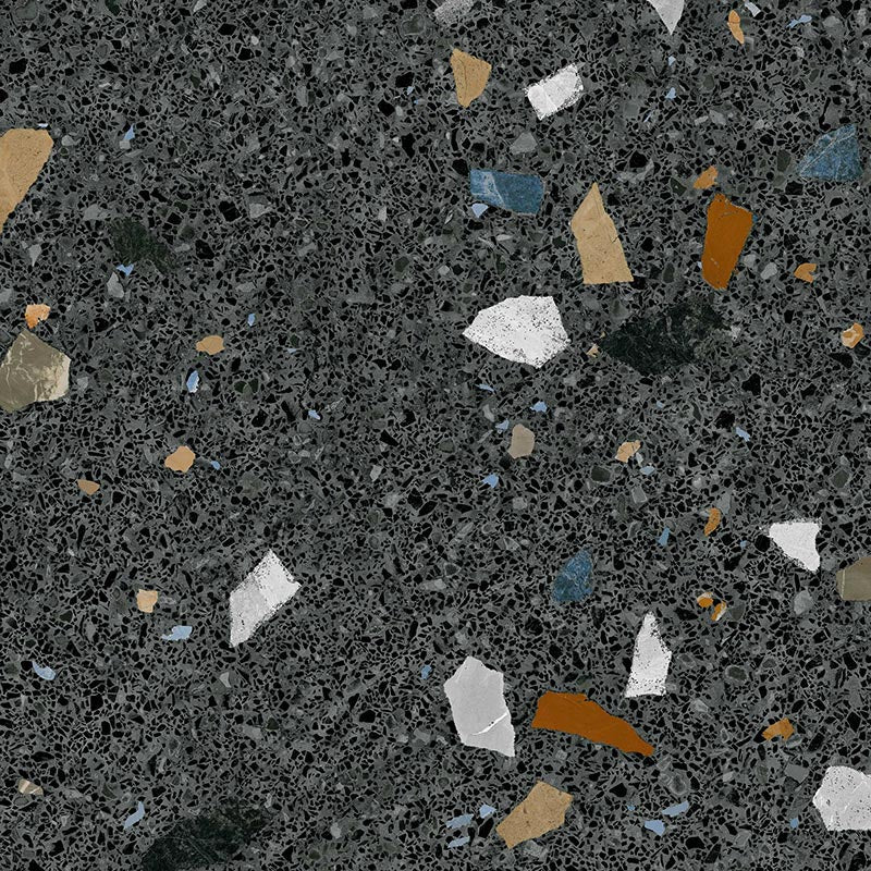 Gresie și faianță porțelanată Terrazzo Straciatella Grafito 80 × 80 cm – Arcana