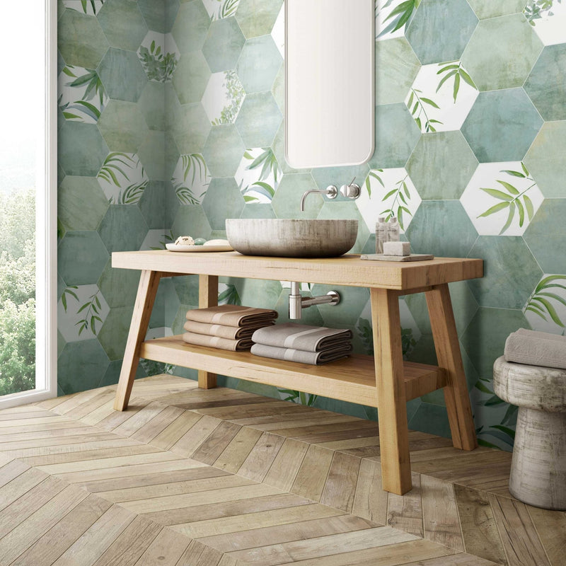 Gresie porțelanată hexagonală Oasis 28 × 33 cm, mat – Realonda
