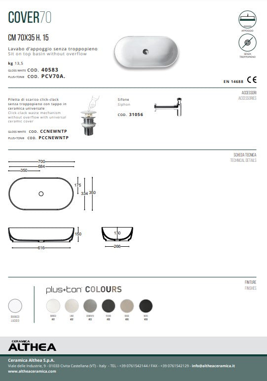 Cover lavoar de blat Italia 70x30xh15cm