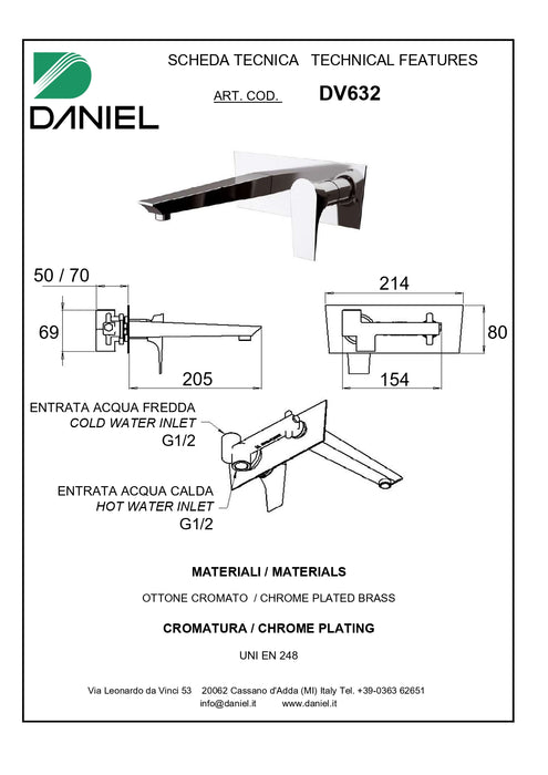 Baterie lavoar  daniel rubinetteria made in italy diva dv632