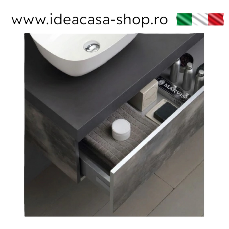 Mobilier baie modern silver Genoveva 140x50x25cm
