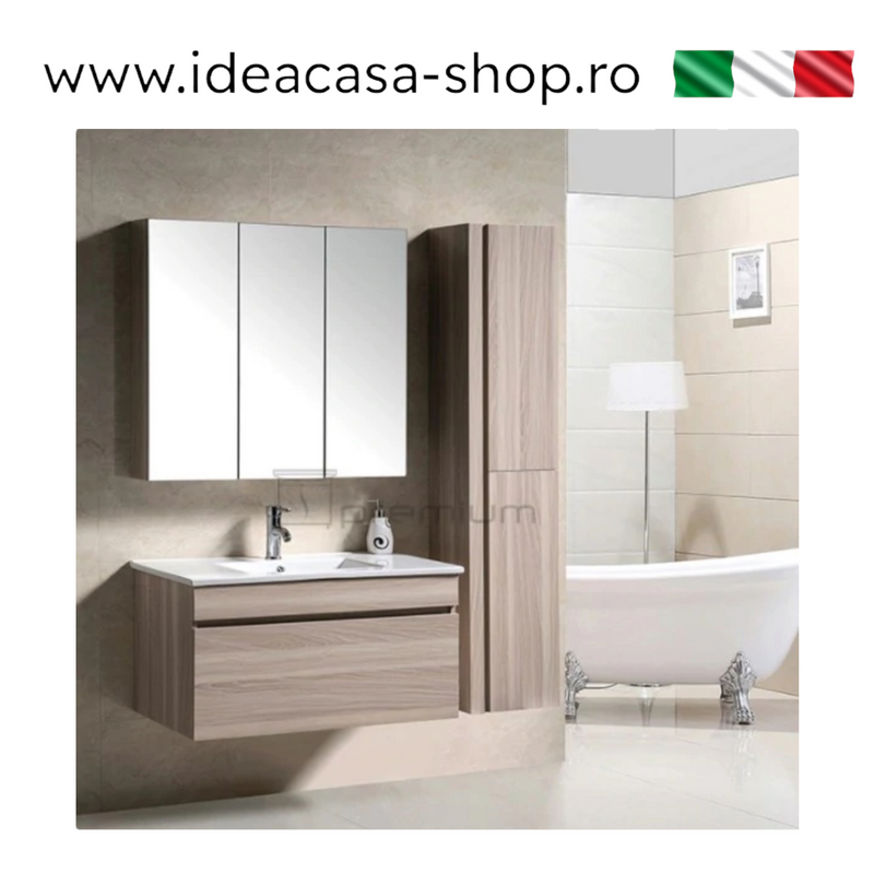 Mobilier baie modern stejar natur Victoria 90x46x48 cm