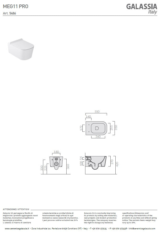 MEGPRO Vas wc suspendat cu capac soft close Italia 5486