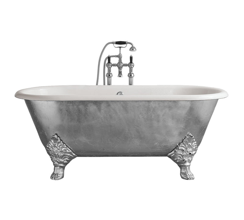 Cadă de baie din fontă Carlton decorată argintiu 178x80 cm - Gentry Home Italy