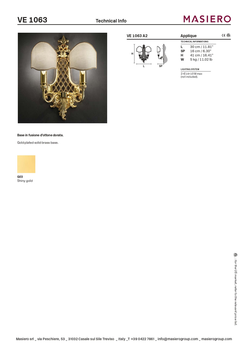 Aplica Atelier VE 1063 A2 Masiero made in  Italy