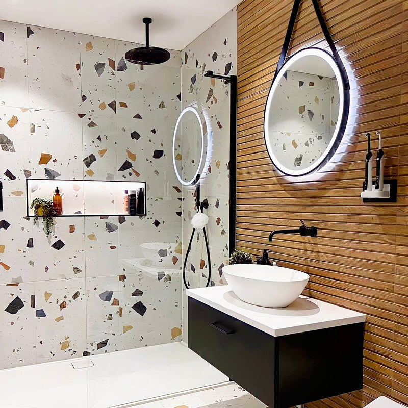Gresie și faianță porțelanată Terrazzo Stracciatella Nacar 80 × 80 cm – Arcana