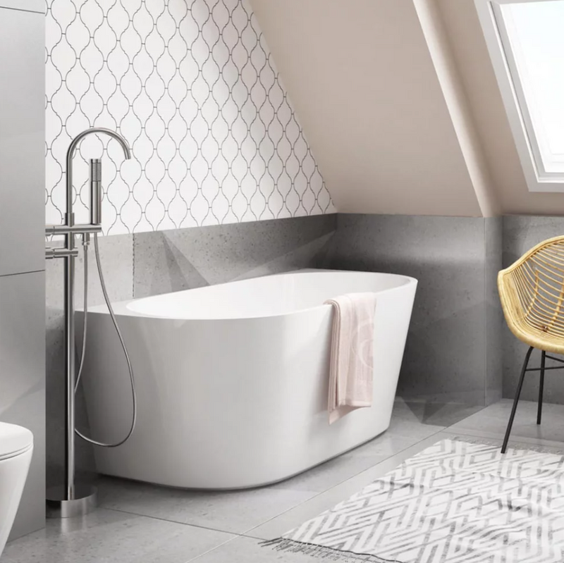 Cadă Freestanding Caterina 170cm - Acril Sanitar Premium, Formă Semi-Ovală Albă