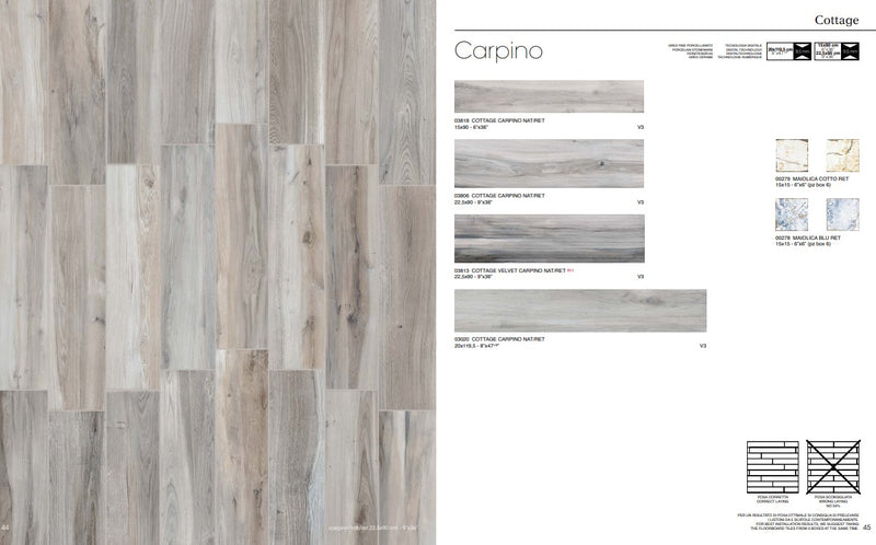 Gresie porțelanată Cottage Carpino 15 × 90 cm – Piemme Ceramiche