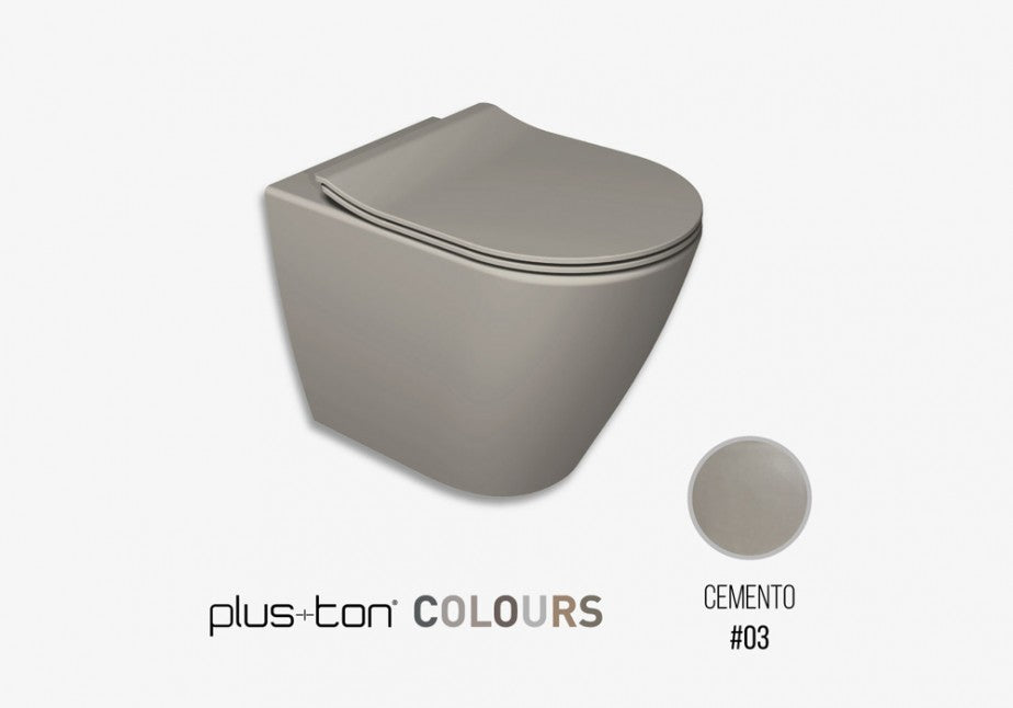 Cover vas wc suspendat cemento Plus+ton rimless Italia cu capac soft close