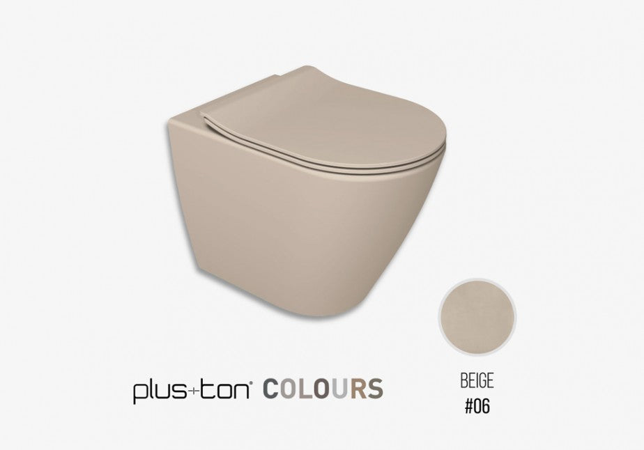 Cover vas wc suspendat beige Plus+ton rimless Italia cu capac soft close