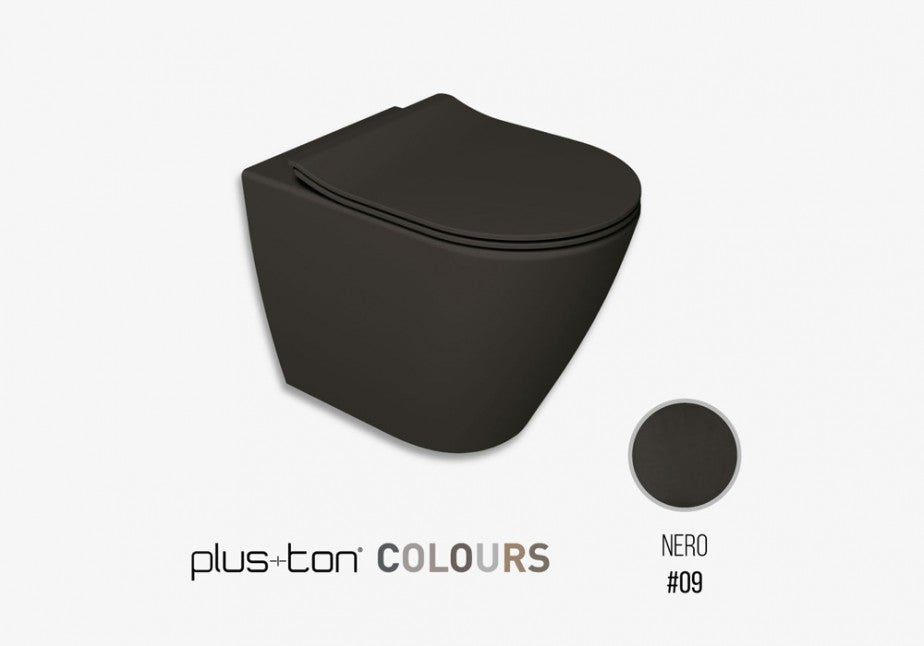 Cover vas wc suspendat nero Plus+ton rimless Italia cu capac soft close