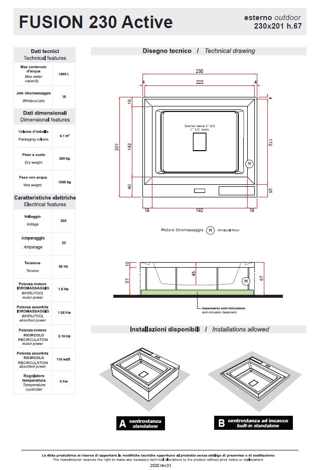 Minipiscină spa Fusion Active 230 Treesse Ghost, 230x200 cm, 2 persoane