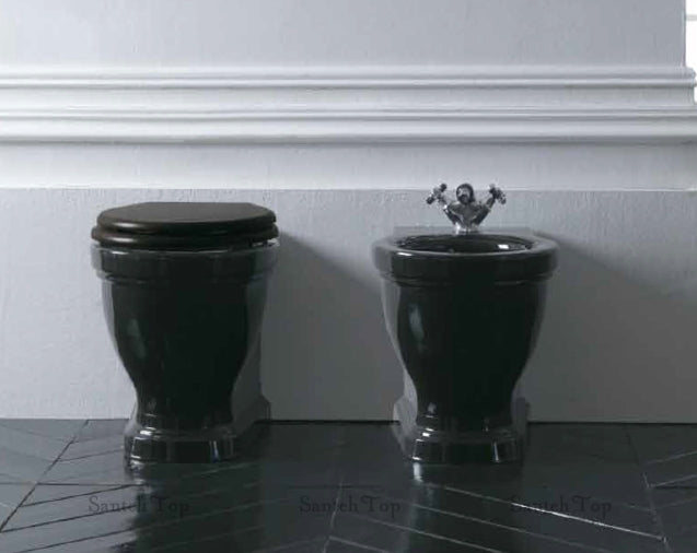 Ethos Vas wc stativ negru cu capac soft close Italia 8437NE