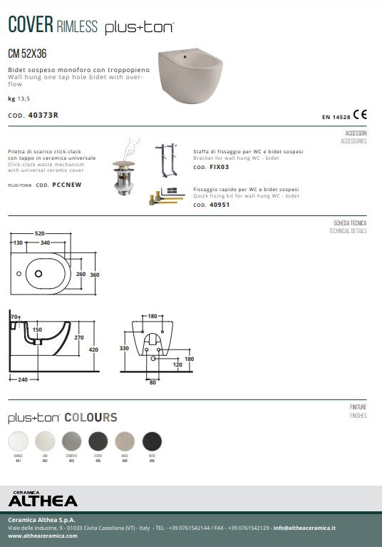 Cover Bideu suspendat beige Italia