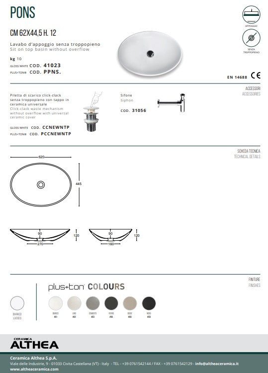 Pons lavoar de blat Italia 62x44.5xh12cm