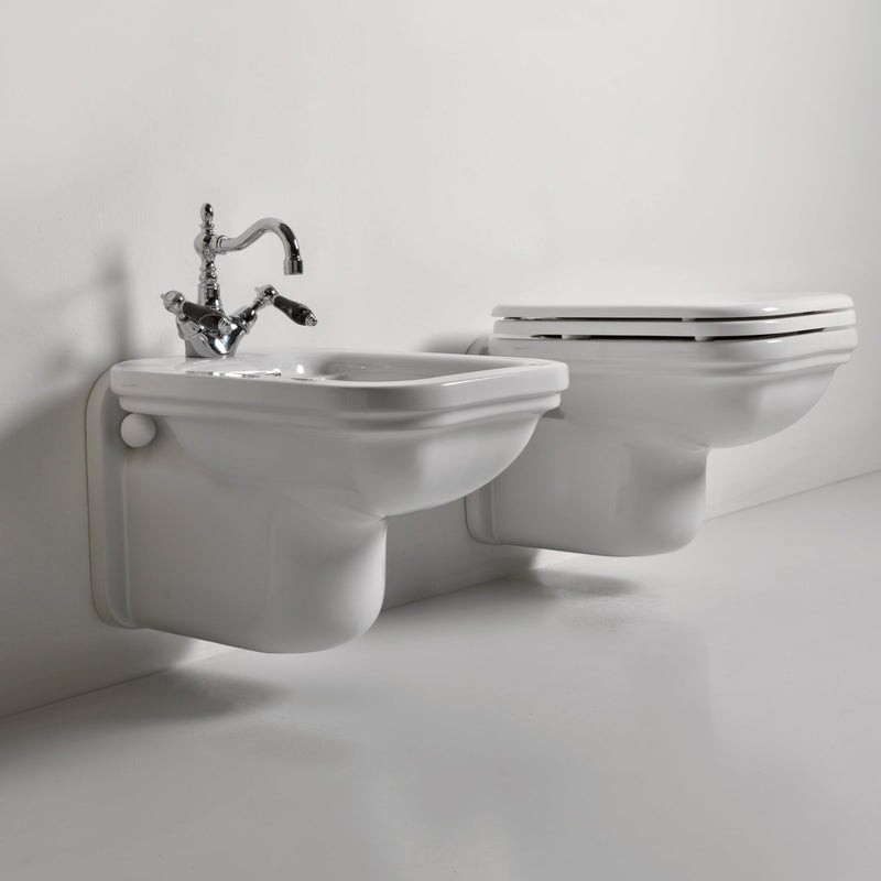 Bideu Suspendat Waldorf Kerasan - Ceramică Albă Lucioasă 50x36 cm - Made in Italy