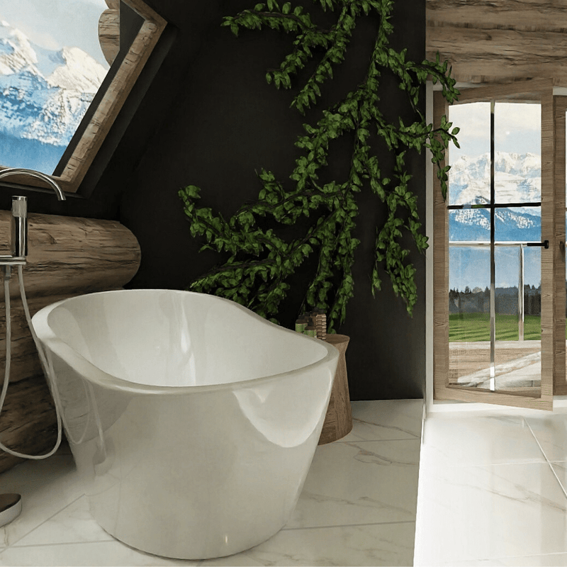 Cadă Freestanding Belle 150x75cm - Acril Alb Lucios pentru Baie Modernă